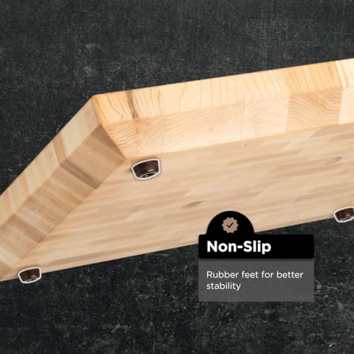 WoodForChef Heritage Large Maple End Grain Cutting Board – Heavy Butcher Block Board with Feet & Mineral Oil Bottle – Foodsafe Wooden Prep Deck for Kitchen & Professional Chefs - 18x16x2 inches - Image 3