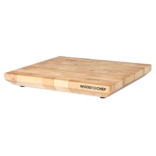WoodForChef Heritage Large Maple End Grain Cutting Board – Heavy Butcher Block Board with Feet & Mineral Oil Bottle – Foodsafe Wooden Prep Deck for Kitchen & Professional Chefs - 18x16x2 inches - Image 1