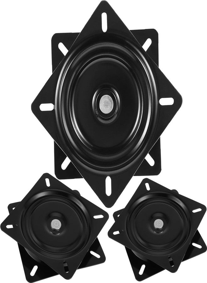 ZEONHAK 3 PCS 8 Inches Heavy Duty Bar Stool Swivel Plate, Bar Stool Swivel Replacement, Seat Swivel Base Mount Plate for Bar Stool and Chair Ball Bearing Swivel, Black - Image 1