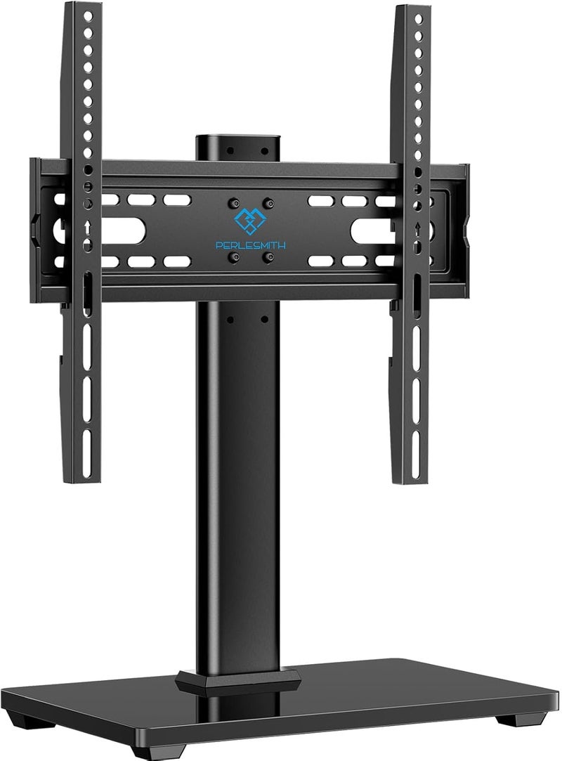 PERLESMITH Universal TV Stand, Table Top TV Stand for 32-60 inch TVs & Monitors, Height Adjustable TV Mount Stand Holds up to 88 lbs with Tempered Glass Base & Wire Management, VESA 400x400mm PSTVS04 - Image 1