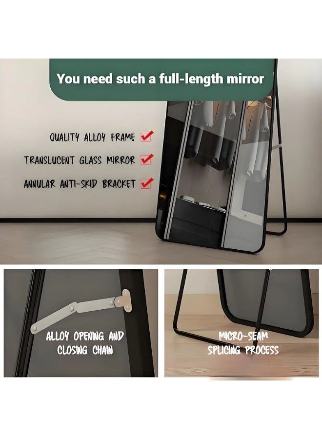 Noon East Full Length Mirror 160x45cm, Floor Mirrors Free-Standing Leaning Large Bedroom Dressing Mirror, Full Body Mirror with Stand for Living Room, Bedroom Black  - Image 5