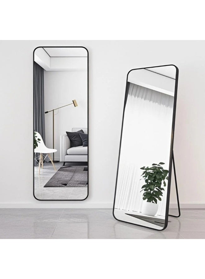 Noon East Full Length Mirror 160x45cm, Floor Mirrors Free-Standing Leaning Large Bedroom Dressing Mirror, Full Body Mirror with Stand for Living Room, Bedroom Black  - Image 1