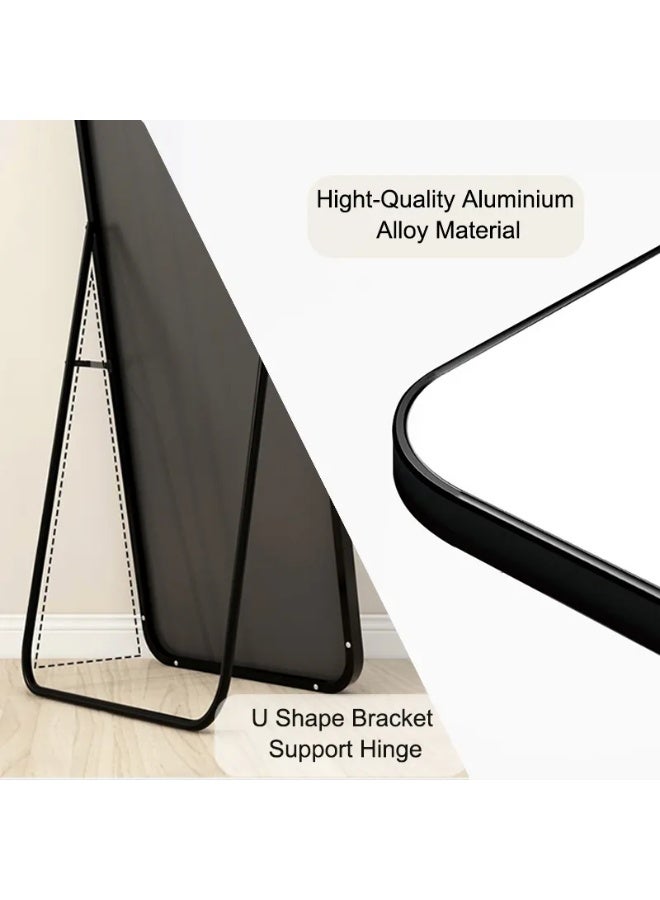 Noon East Full Length Mirror 160x45cm, Floor Mirrors Free-Standing Leaning Large Bedroom Dressing Mirror, Full Body Mirror with Stand for Living Room, Bedroom Black  - Image 3