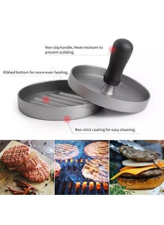 DYZEKO DYZEKO Reusable Burger Press Patty Hamburger Press Nonstick Wooden Handle Aluminum Alloy Burger Mold Grill Press FoodGrade with Plastic Handle for Kitchen for Home Pack of 1  - Image 2
