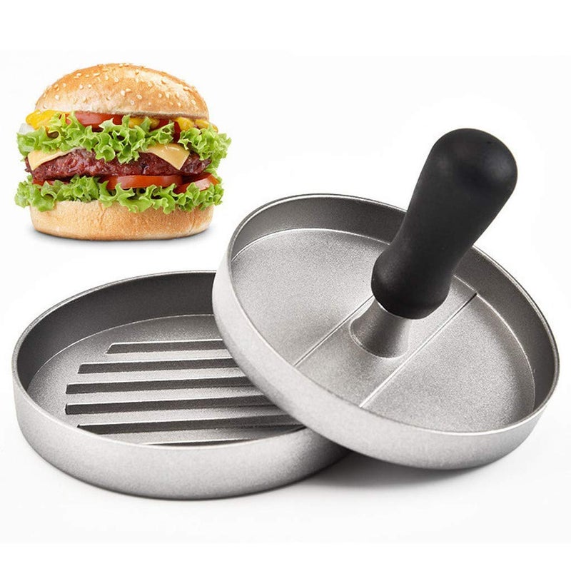 DYZEKO DYZEKO Reusable Burger Press Patty Hamburger Press Nonstick Wooden Handle Aluminum Alloy Burger Mold Grill Press FoodGrade with Plastic Handle for Kitchen for Home Pack of 1  - Image 1