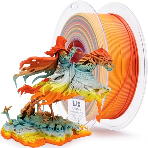 ZIRO 3D Printer Filament PLA, Fast Color Changing Filament (Matte), Color Change by Length PLA, Fit Most FDM 3D Printers, Matte Finish Rainbow Material 1KG/ 2.2lbs Spool, Paint Splash - Image 1