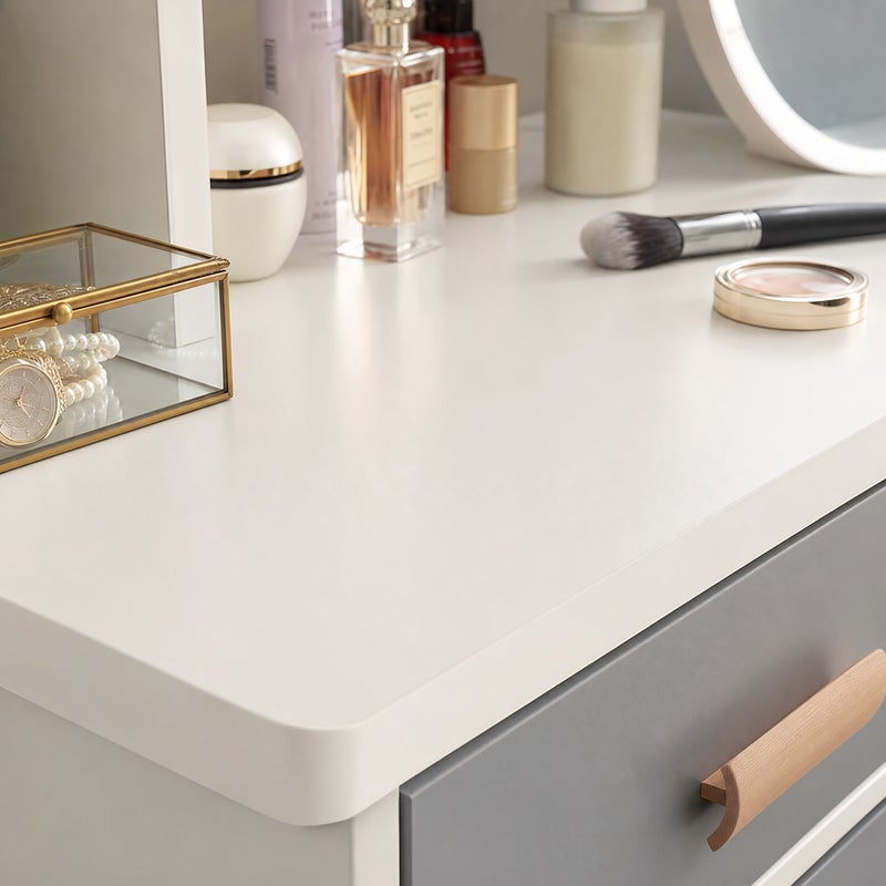 Sharpdo LED Vanity Desk with Sliding Lighted Mirror, Multifunctional Makeup Dressing Table with Storage Drawers & Hidden Shelves, Cushioned Stool Included for Bedroom, Dressing Room, Apartment - Image 5