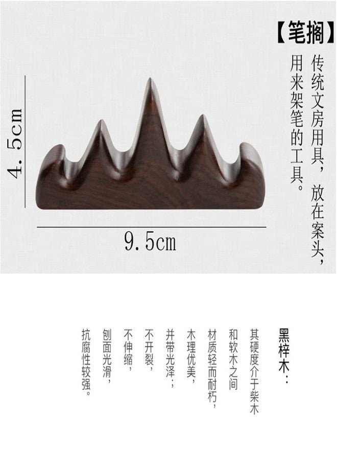 UtySty 2 Pack Paint Brush Holder Chinese Calligraphy Brushes Rest Stand Support Wooden Montain Non Rolling Keeper for Paintbrush Pens Paintbrushes Ink Writing Painting Drawing Art Watercolor Pencils - Image 4