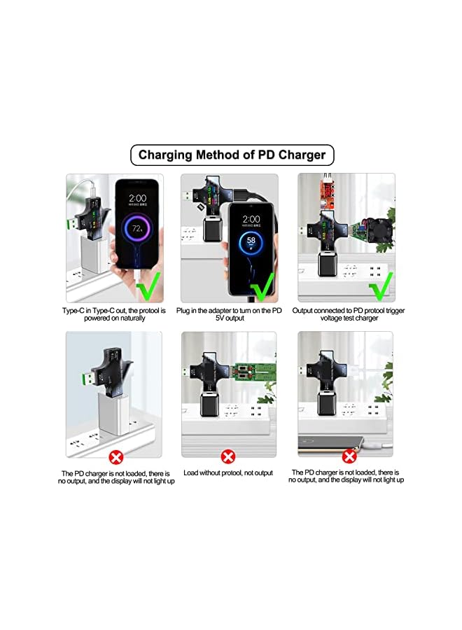 PROMASS promass USB C Tester 2 in 1 USB C Type-c Tester Color Screen IPS Digital Multimeter Amperage Power Voltage Resistance Temperature Capacity Detector & Amperage Charging USB Checker  - Image 5
