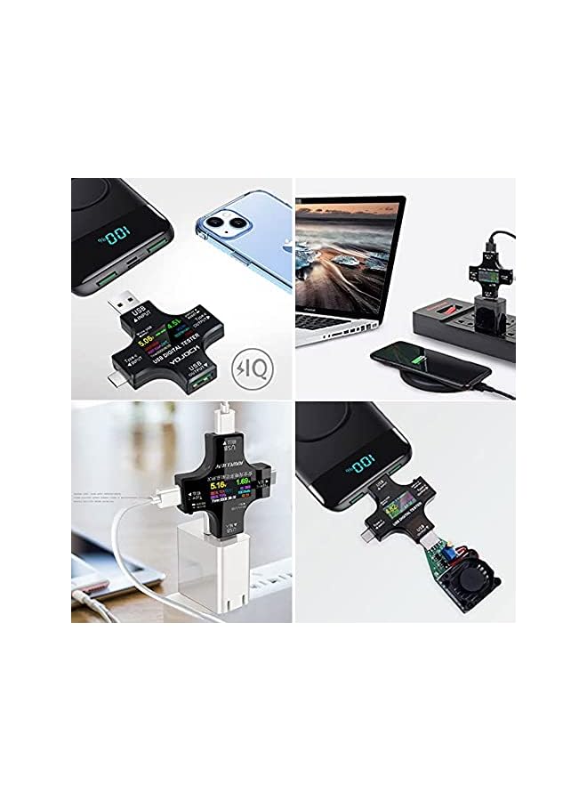 PROMASS promass USB C Tester 2 in 1 USB C Type-c Tester Color Screen IPS Digital Multimeter Amperage Power Voltage Resistance Temperature Capacity Detector & Amperage Charging USB Checker  - Image 4