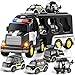 JUKUDAHU Police Truck Toy for 3 4 5 6 Years Old Boys Carrier Vehicle Toy Set with 3 Small Cars and 1 Helicopter Kids Firction Powered Car for Age 39 Gifts for Boys and Girls - Image 3
