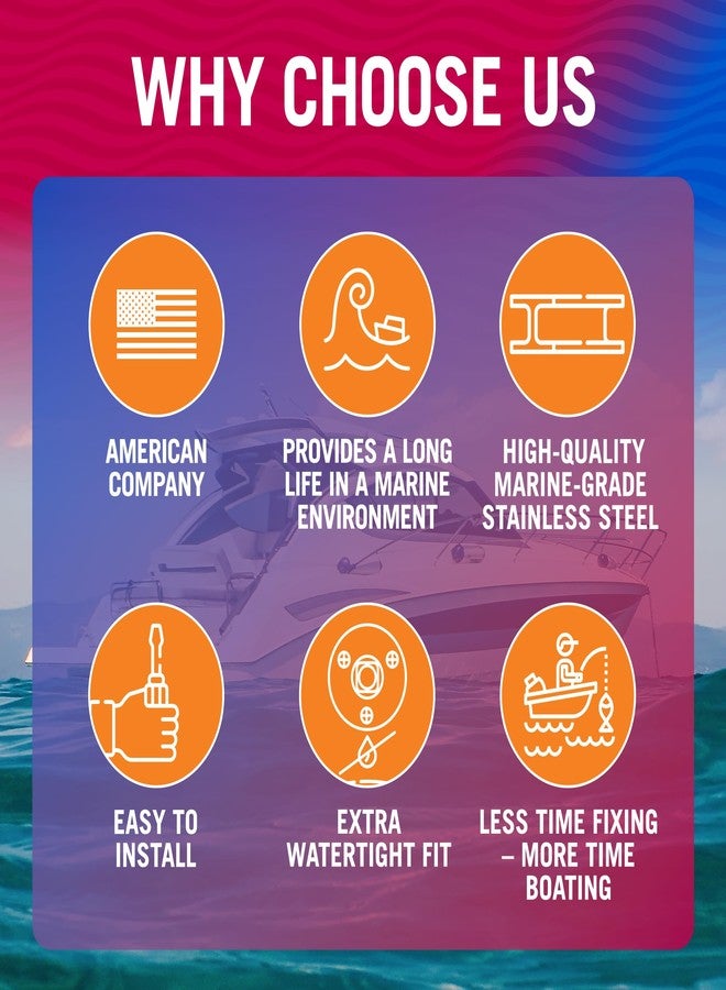 قارب أفضل طقم سدادات تصريف مياه القوارب من الفولاذ المقاوم للصدأ من Better Boat، طقم سدادات تصريف مياه القوارب مقاس 1/2 بوصة لسدادات القوارب ذات الوصلات الملولبة على العارضة، طقم سدادات تصريف مياه القوارب البحرية من الدرجة البحرية مقاس 1/2 بوصة عبر الهيكل - Image 5