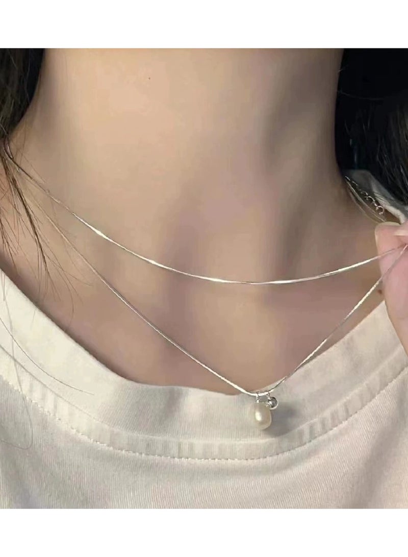 Goolsky Double-Layer Pearl Pendant Necklace for Women – Tarnish-Resistant Light Luxury Jewelry, Elegant Gift for Girlfriend  - Image 1