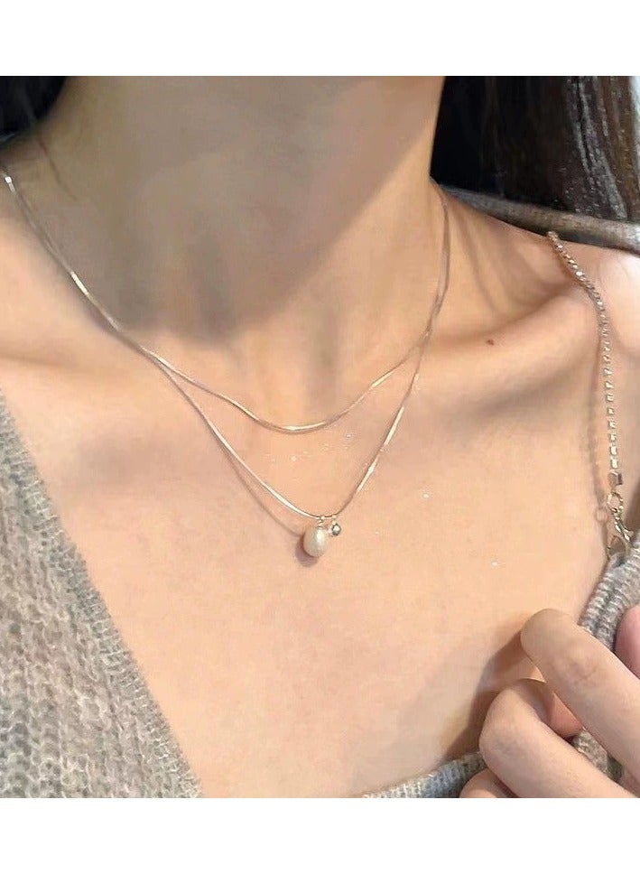 Goolsky Double-Layer Pearl Pendant Necklace for Women – Tarnish-Resistant Light Luxury Jewelry, Elegant Gift for Girlfriend  - Image 3