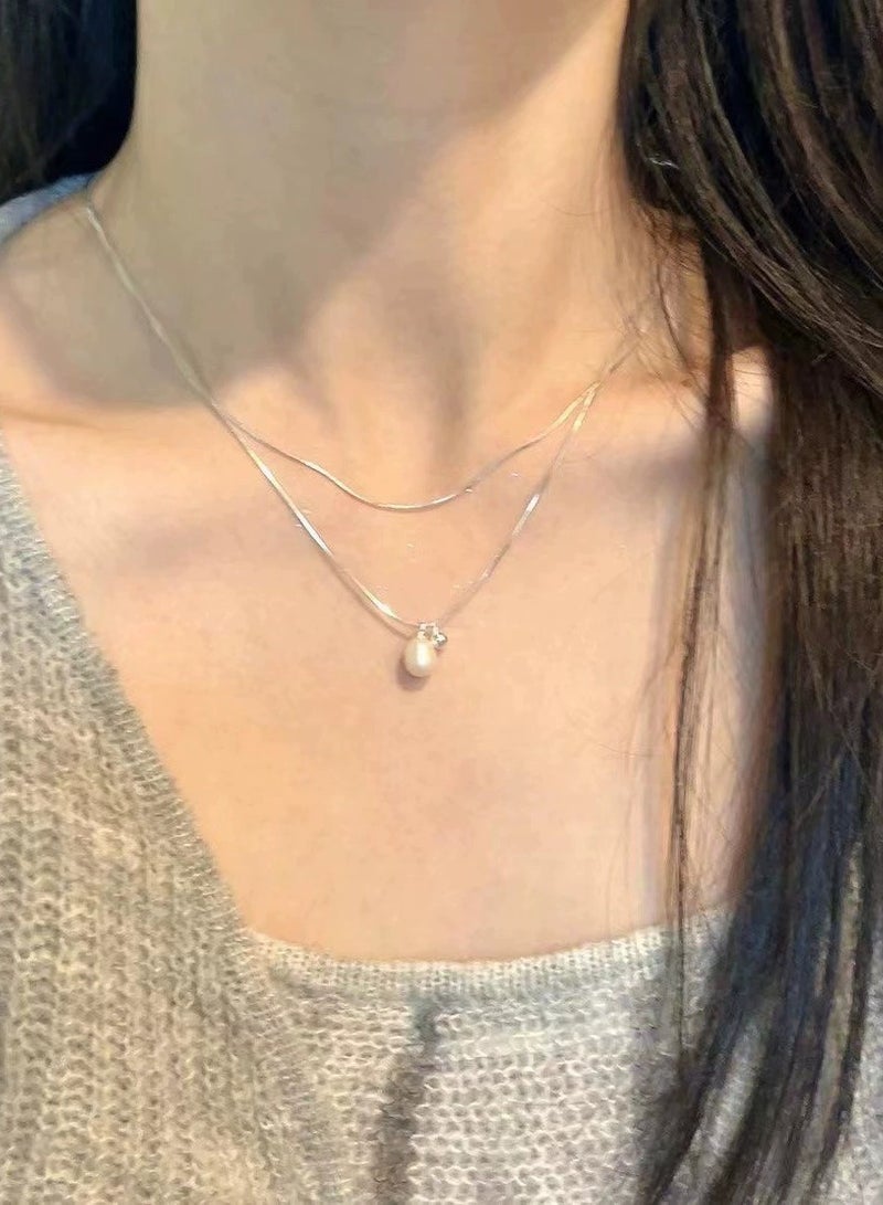 Goolsky Double-Layer Pearl Pendant Necklace for Women – Tarnish-Resistant Light Luxury Jewelry, Elegant Gift for Girlfriend  - Image 4