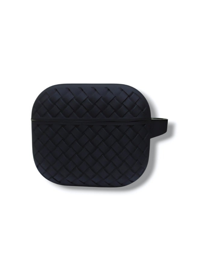 AirPods 3 Silicone Case with Stylish Ribbed Design - Black - Image 1