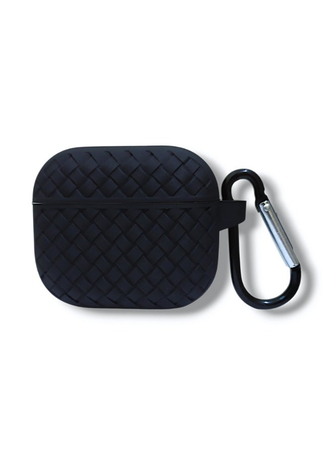 AirPods 3 Silicone Case with Stylish Ribbed Design - Black - Image 2