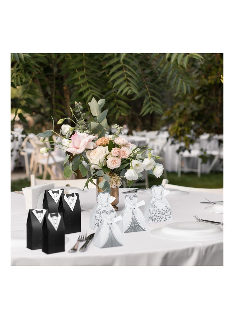 SYOSI Wedding Party Favor Boxes, Dress Tuxedo Candy Chocolate Gift Box, Vintage Wedding Treat Bags, for Birthday Bridal Shower Guests Decoration Party Supplies (Stylish Style)(100 Pcs)(4 Models) - Image 5