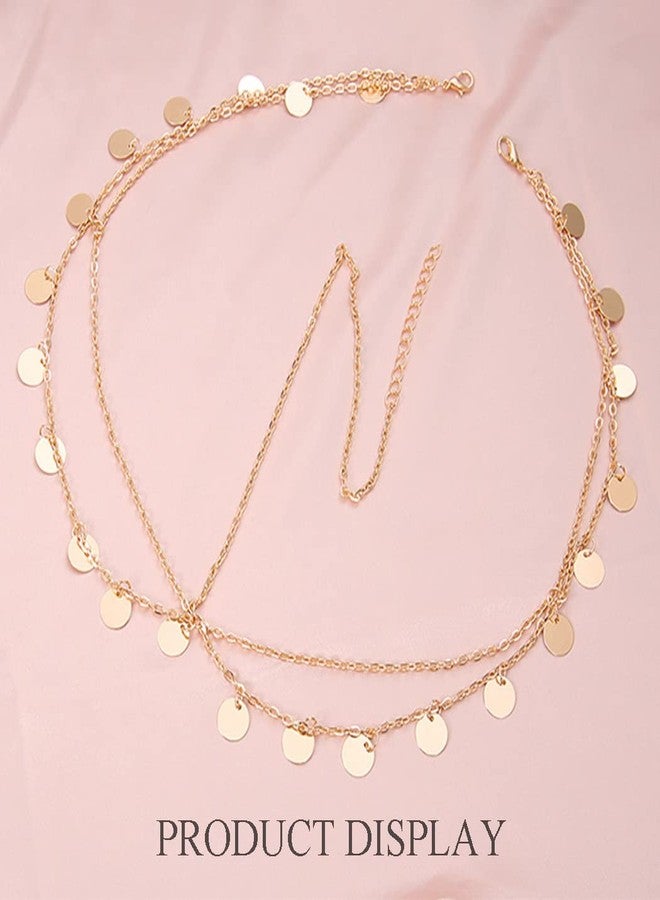 CHIROGRAPHY Boho Pendant Head Chains for Women | Gold Layered Sequin Headpiece | Adjustable Vintage Hair Accessories for Weddings, Festivals, and Special Occasions - Image 2