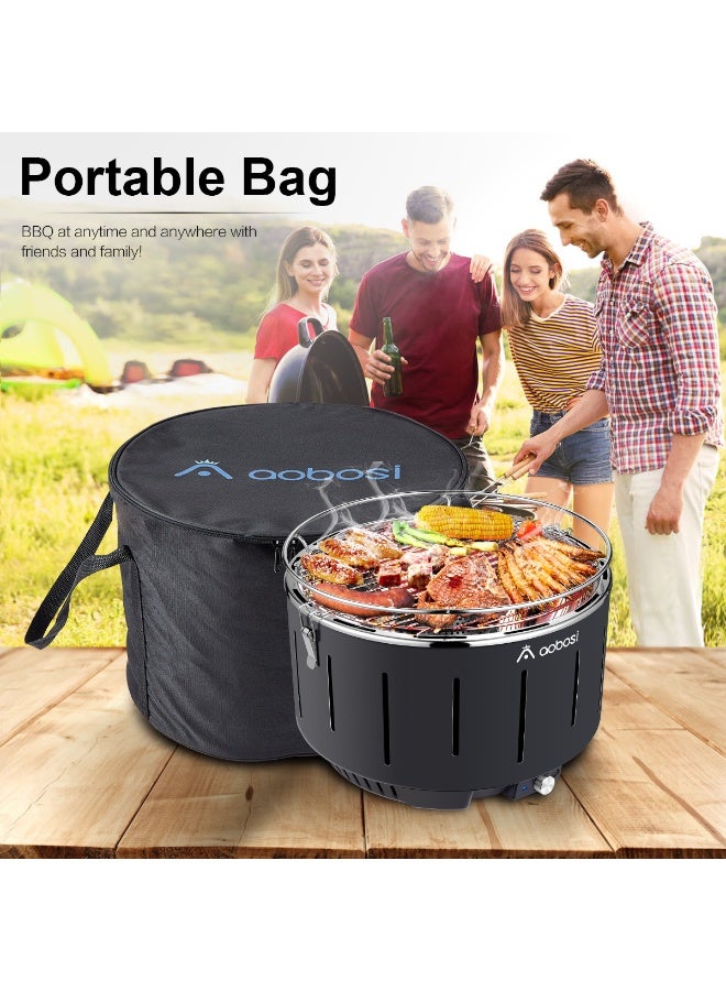 Aobosi Portable Smokeless Charcoal Grill – Quick Heat BBQ with Fan & Travel Bag for Camping, Garden, Balcony (34×34×23cm) - Image 4