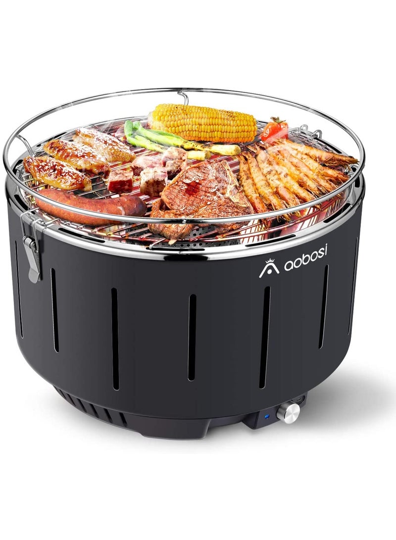 Aobosi Portable Smokeless Charcoal Grill – Quick Heat BBQ with Fan & Travel Bag for Camping, Garden, Balcony (34×34×23cm) - Image 1