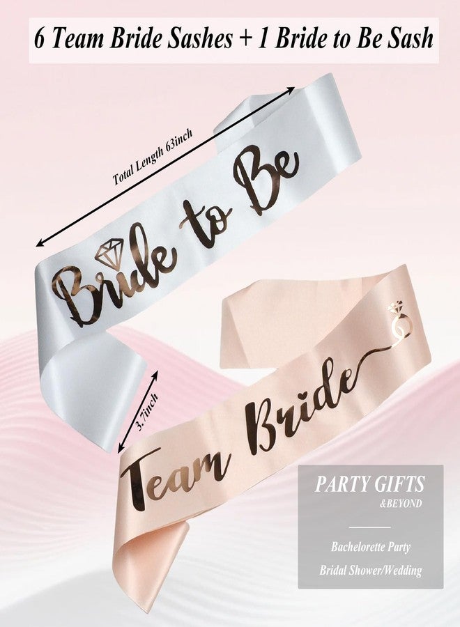Luwigs Team Bride 7pcs Satin Sash Set - 6 Team Bride Sashes + 1 Bride to Be Sash Bridesmaids Sashes for Wedding Bridal Shower Party Decorations (Pink&White) - Image 3