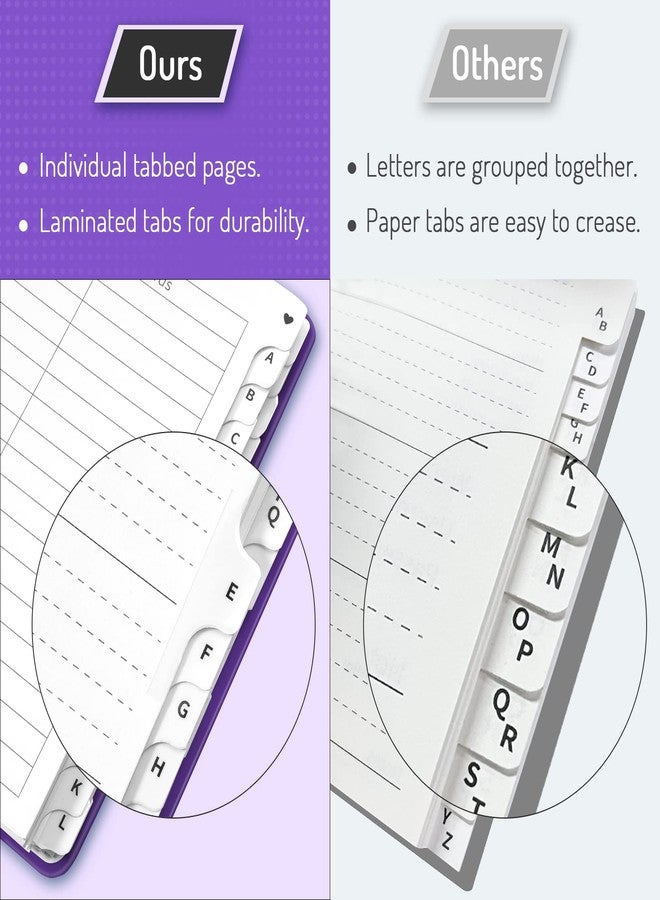 Forvencer Password Book with Individual Alphabetical Tabs, 4" x 5.5" Small Password Notebook, Spiral Password Keeper, Internet Address and Password Organizer, Password Logbook for Home Office, Purple - Image 2