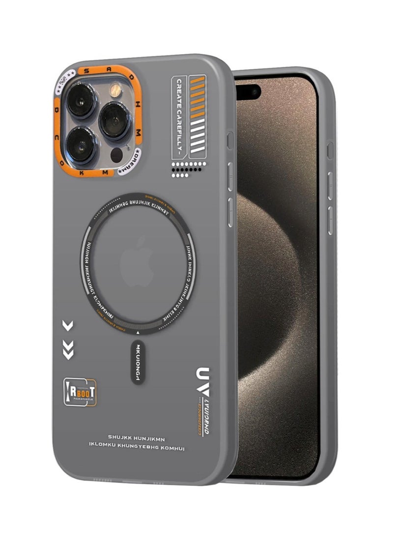 Techie غطاء خلفي شفاف من MR.BIGC Aesthetic Fashion Frosted متوافق مع Magsafe لهاتف Apple iPhone 15 Pro Max - رمادي - Image 1