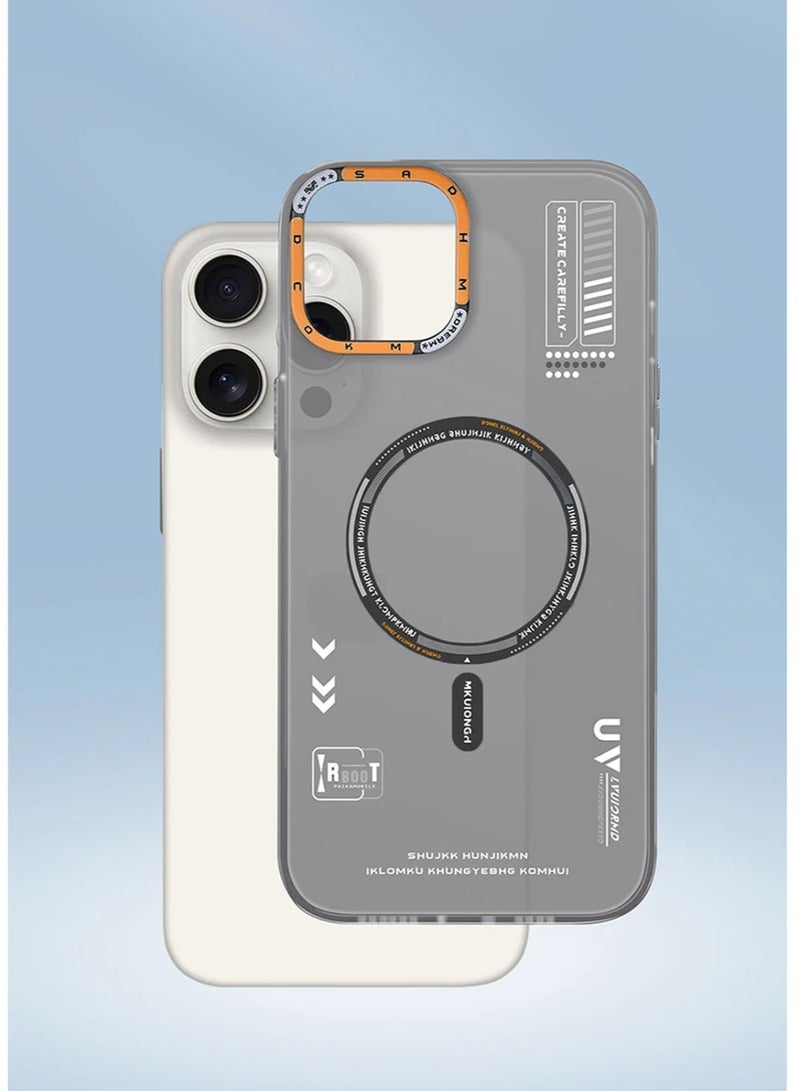 Techie غطاء خلفي شفاف من MR.BIGC Aesthetic Fashion Frosted متوافق مع Magsafe لهاتف Apple iPhone 15 Pro Max - رمادي - Image 2