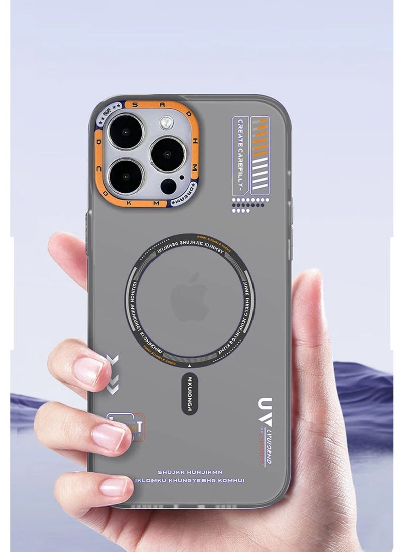 Techie غطاء خلفي شفاف من MR.BIGC Aesthetic Fashion Frosted متوافق مع Magsafe لهاتف Apple iPhone 15 Pro Max - رمادي - Image 3