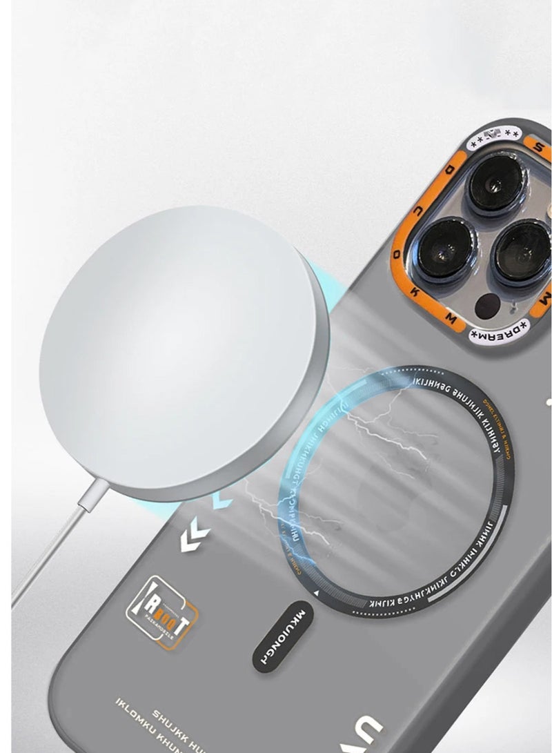 Techie غطاء خلفي شفاف من MR.BIGC Aesthetic Fashion Frosted متوافق مع Magsafe لهاتف Apple iPhone 15 Pro Max - رمادي - Image 5