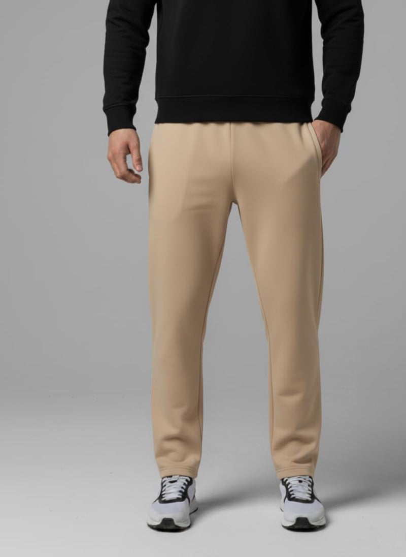 Mack Jonney Men’s Solid Fleece Track Pants | Warm & Durable Casual Lowers | Trendy Lowers-M5246 Beige - Image 2