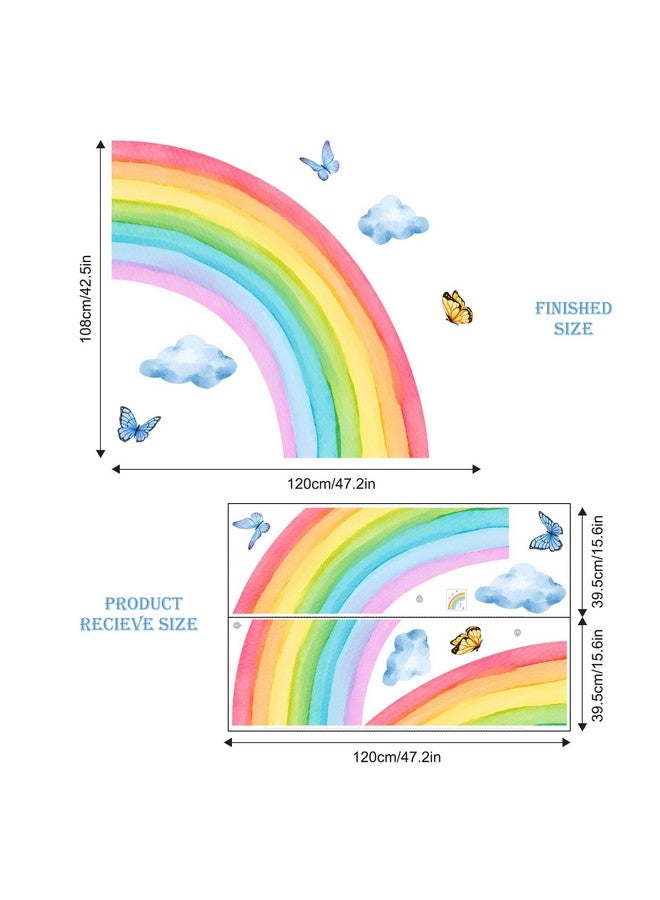 Supzone Large Rainbow Cloud Butterfly Wall Stickers Toddlers Girl Bedroom Wall Decals DIY Vinyl Mural Art for Baby Nursery Bedroom Playroom Home Decoration - Image 4