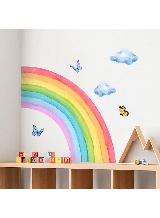 Supzone Large Rainbow Cloud Butterfly Wall Stickers Toddlers Girl Bedroom Wall Decals DIY Vinyl Mural Art for Baby Nursery Bedroom Playroom Home Decoration - Image 2