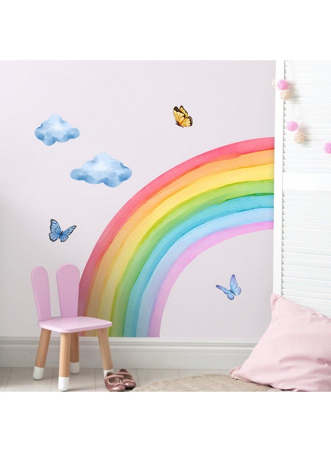 Supzone Large Rainbow Cloud Butterfly Wall Stickers Toddlers Girl Bedroom Wall Decals DIY Vinyl Mural Art for Baby Nursery Bedroom Playroom Home Decoration - Image 3