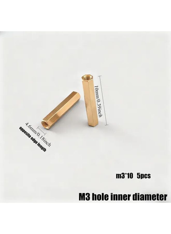 5Pcs M3 Double Pass Hexagonal Copper Pillars Color M3x10 - Image 1