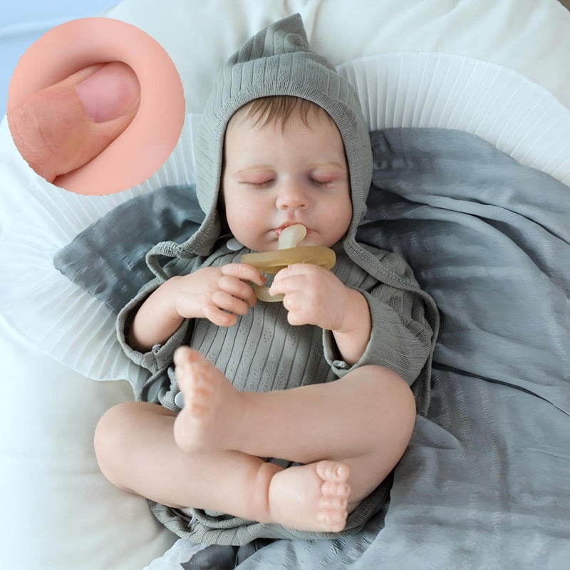 SCOM 20Inch Reborn Baby Girl Doll Soft Full Vinyl Body Bathable  Poseable Weighted Feel HandPainted Details with Gift Box  Accessories Ages 3 - Image 3