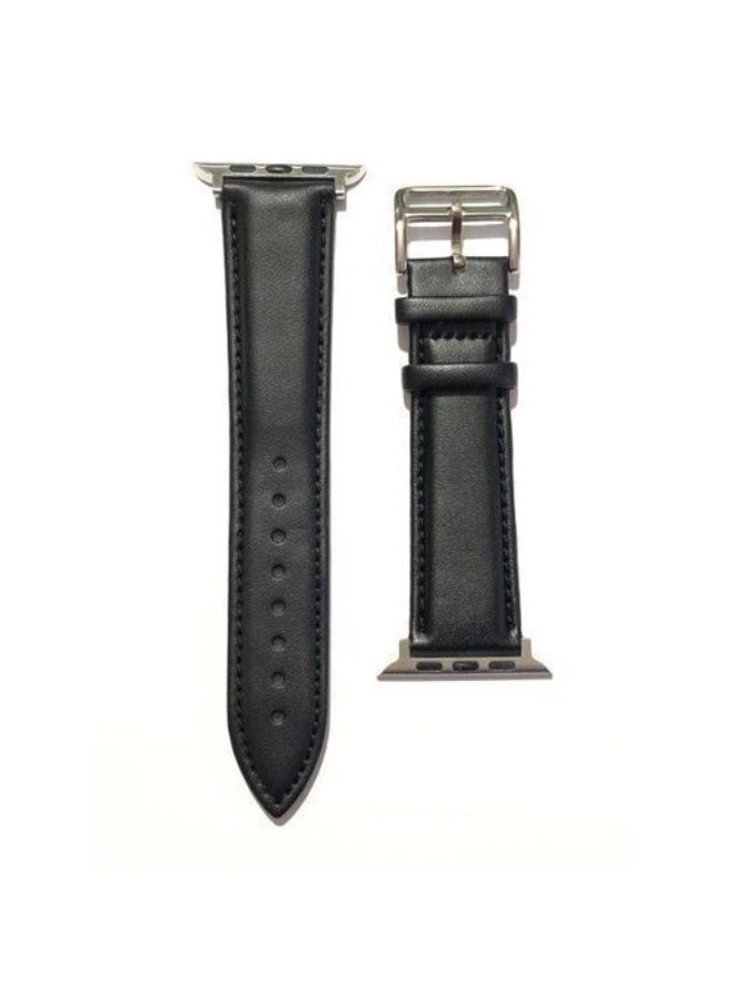 Generic - Bold Balance Apple Watch Series 9 Ultra 2 - 49mm Band High Quality Leather Watch Strap Black - Image 1