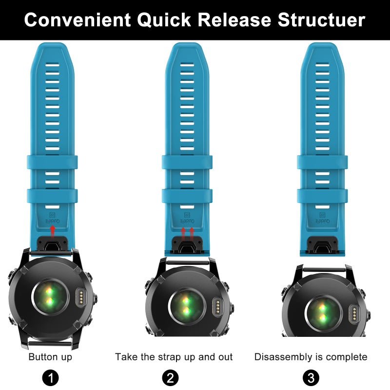 OVERSTEP Compatible with Fenix 7 Watch Band, 22mm Width Soft Silicone Watch Strap for Garmin Fenix 5/Fenix 5 Plus/Fenix 6/Fenix 6 Pro Smartwatch (Sky Blue) - Image 5