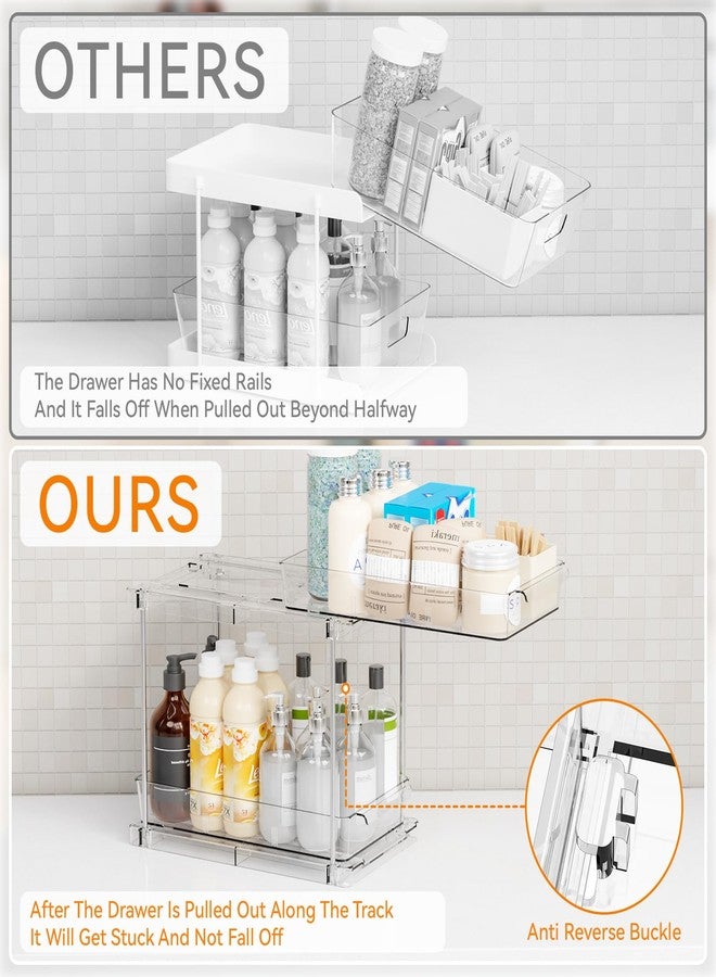 Yieach 4 Pack Under Sink Organizers and Storage,Clear Acrylic Bathroom Organizer and Cabinet Organization for Makeup,Medicine,Two Tier Pull Out Cabinet Organizer Drawers for Pantry,Vanity Storage Bins - Image 4