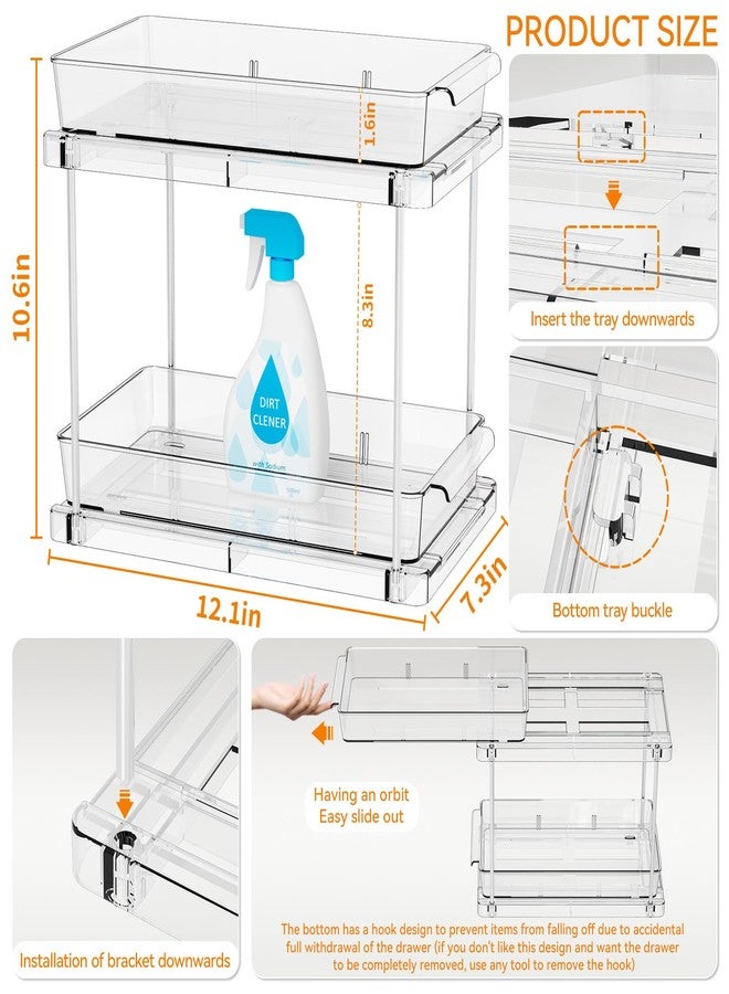 Yieach 4 Pack Under Sink Organizers and Storage,Clear Acrylic Bathroom Organizer and Cabinet Organization for Makeup,Medicine,Two Tier Pull Out Cabinet Organizer Drawers for Pantry,Vanity Storage Bins - Image 3