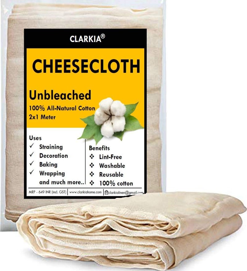 Clarkia Professional Cotton Cheesecloth Unbleached - 2x1 Meters or 2 sq. Meters (Beige) - Image 1