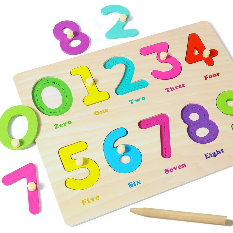 GR GRINNNIE GRINNNIE Toddler Puzzle for 2 3 4 Years Old, Wooden Alphabet Number Peg Puzzles for Preschool Toddlers Age 2-4, Great Learning Puzzle Toy 1st Birthday Gift for Girls Boys - Image 5