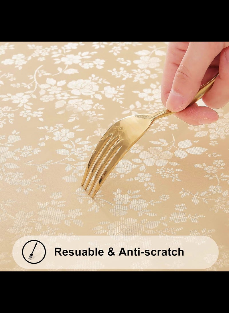 Round Table Cloth,Waterproof Heavy Duty Vinyl Tablecloths,Wipeable Washable Table Cover for Kitchen and Dining Room Beige,160 x 160cm  - Image 5
