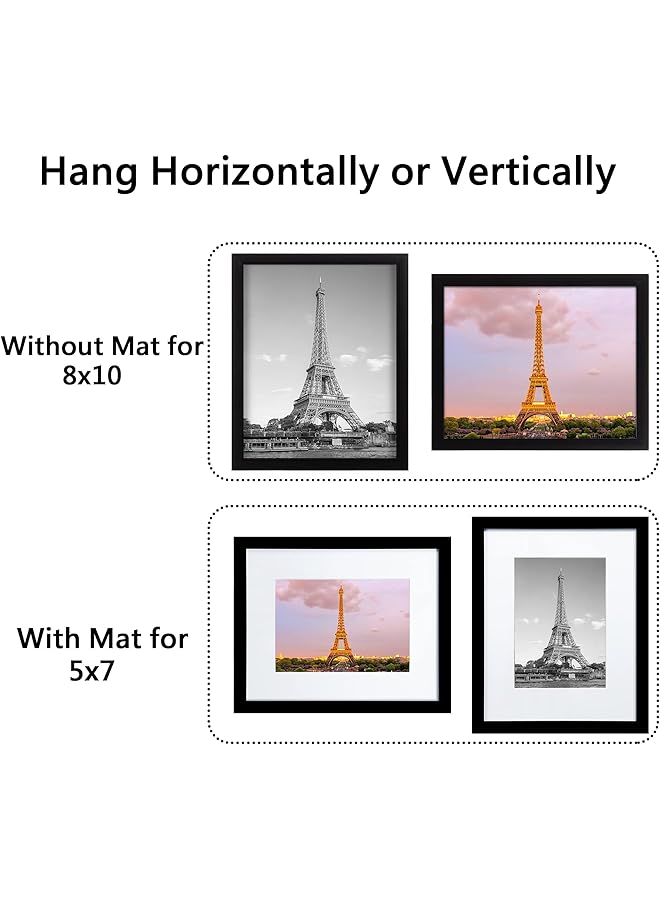 erorex Picture Frame Set Of 5 Display Pictures 8X10 Without Mat Wall Gallery Photo Frames For Rustic Home Decor Black 8X10 Inch - Image 2