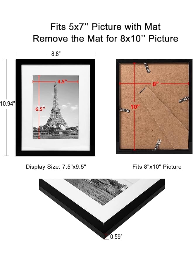erorex Picture Frame Set Of 5 Display Pictures 8X10 Without Mat Wall Gallery Photo Frames For Rustic Home Decor Black 8X10 Inch - Image 3