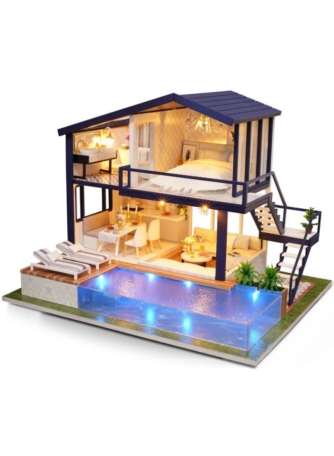 general Handmade diy hut wooden building model time apartment girl toy birthday gift - Image 1