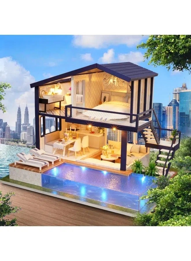 general Handmade diy hut wooden building model time apartment girl toy birthday gift - Image 3