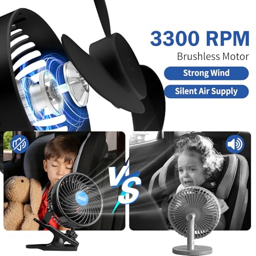 XOOL 12V 6'' Car Fan, Clip Fan 360 Degree Rotatable Car Fan Cooling Air Fan with Stepless Speed Regulation & Cigarette Lighter Plug for SUV, RV, Vehicles - Image 5