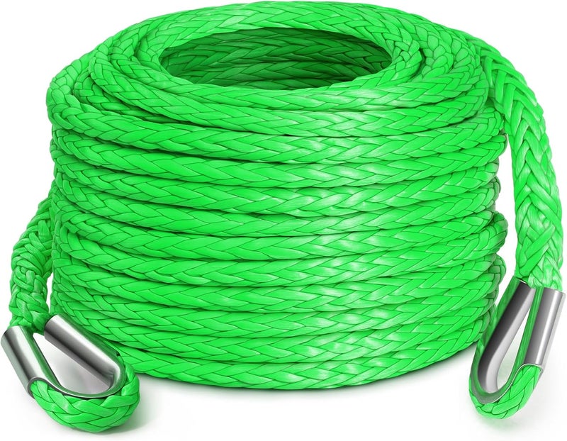DAYDOOR إطالة حبل الرافعة لباب اليوم ( Winch Rope Extension)، قطر 1/4 بوصة x طول 50 قدم، من النايلون الصناعي، قادرة على تحمل وزن يصل إلى 10,000 رطل، مخصصة للمركبات غير الرسمية مثل الـ ATV وUTV (لون أخضر). - Image 1